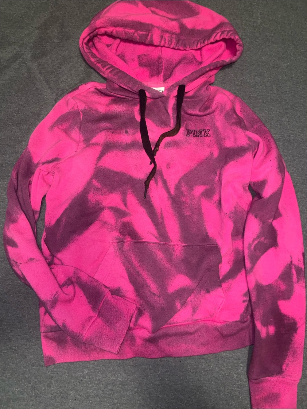 PINK Victoria's Secret Women's Hot Pink Tie-Dye Hoodie Sweater size xs